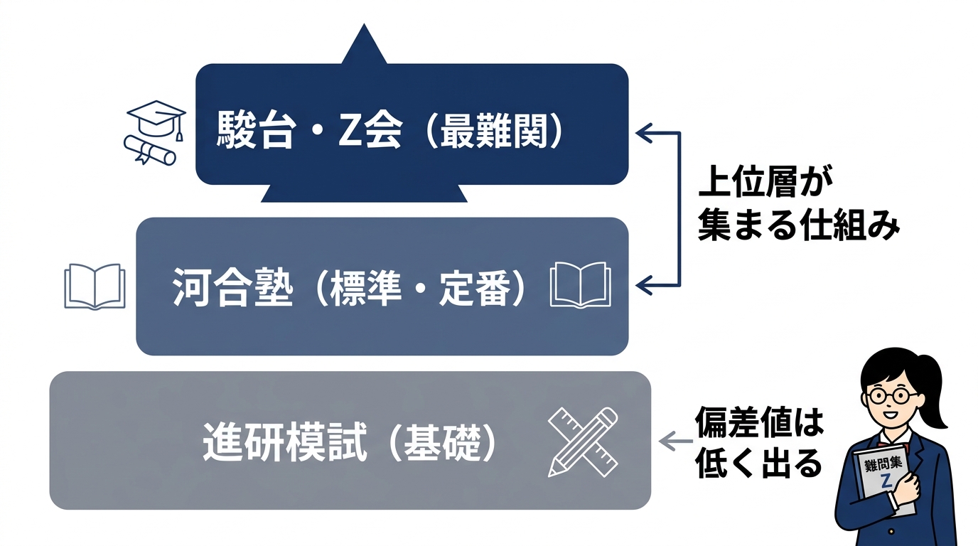 z会模試の難易度を他模試と比較