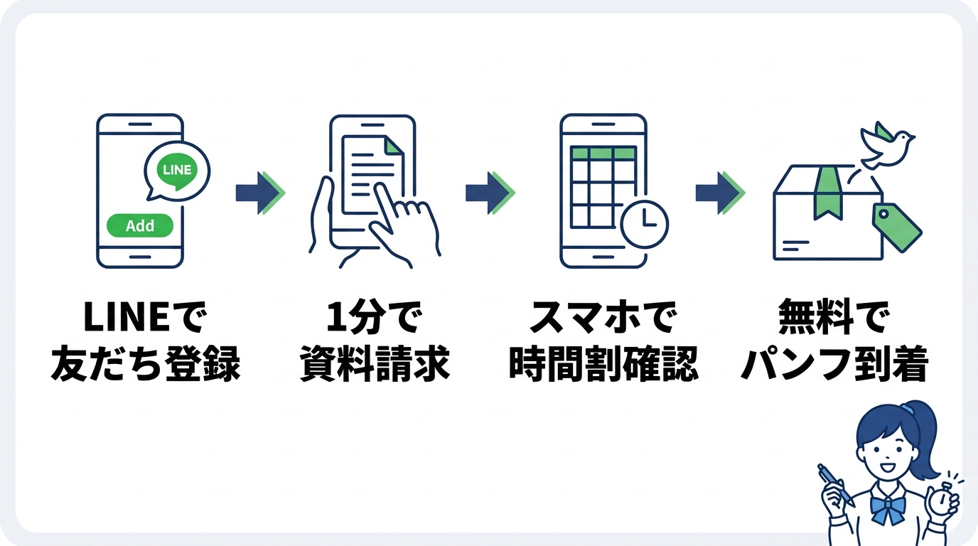 Z会の教室の公式LINEで時間割を確認