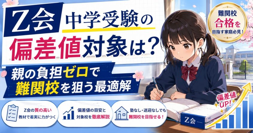 Z会中学受験の偏差値対象は?親の負担ゼロで難関校を狙う最適解
