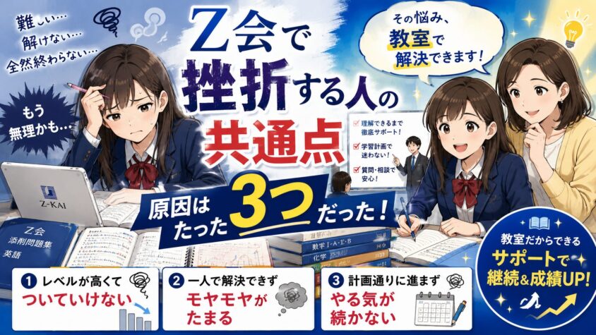 Z会が難しすぎると感じる高校生へ。挫折する3つの原因と教室という解決策