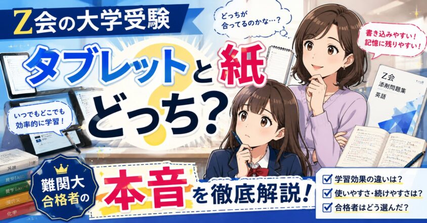 Z会の大学受験、タブレットと紙で迷ったら？難関大合格者の本音
